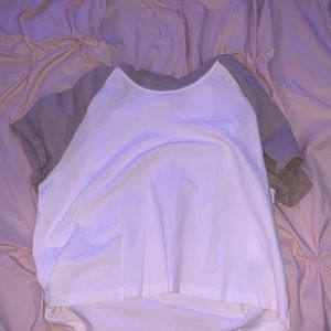 Tan-white crop top